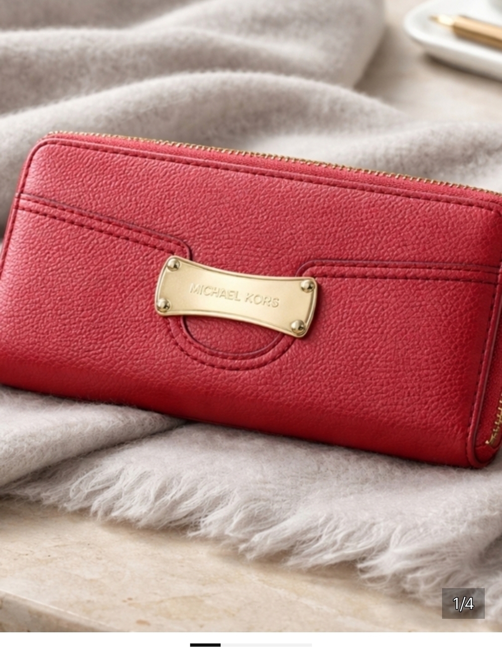 Michael Kors Red Zip-Around Leather Wallet